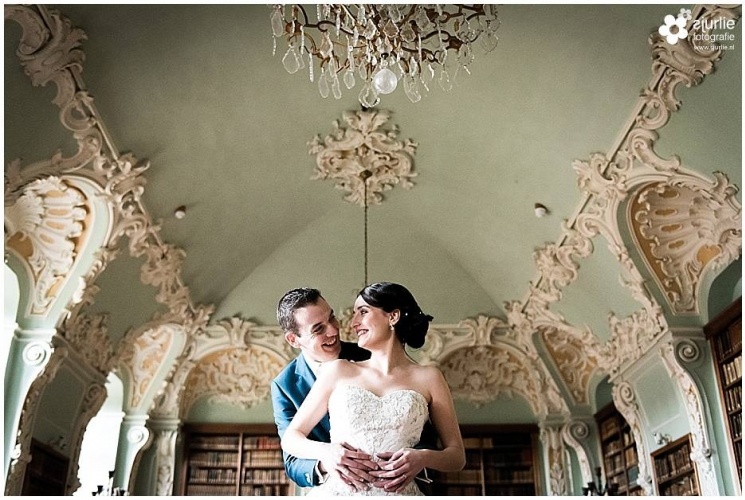 bruidsfotografie bibliotheek Rolduc romantische trouwfoto's